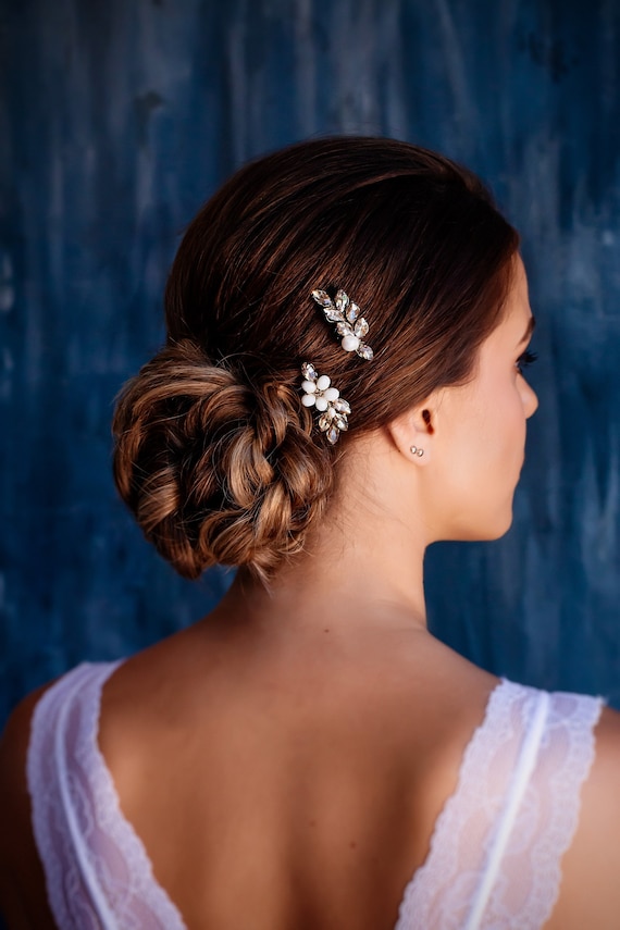 Pearl Wedding Hair Comb Rhinestone Bridal Hair Clip Gold  display picture 3