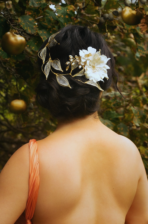 Ivory silk flower hair clip deals