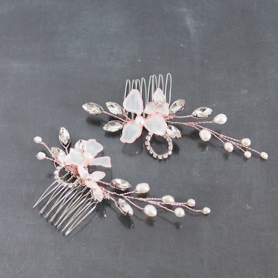Bridal Jewellery Silver Rhinestone Crystal Wedding Flower Pearl Hair Comb Clip