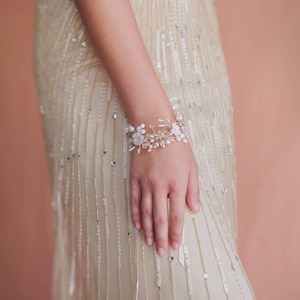 Pearl wedding bracelet Wedding pearl bracelet Vine bridal bracelet Floral wedding bracelet Freshwater pearl bracelet  Wedding jewelry
