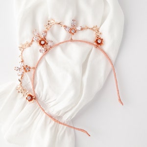 Rose gold leaves bridal crown CZ crystal wedding tiara Bridal headband headpiece Floral crown Flower tiara Wedding hair accessories