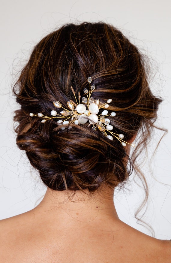 Prom Crystal and pearl Hair Accessory comb Amazon.com : Sppry Elegant Rhinestone Pearl Hair Combs  main image 4