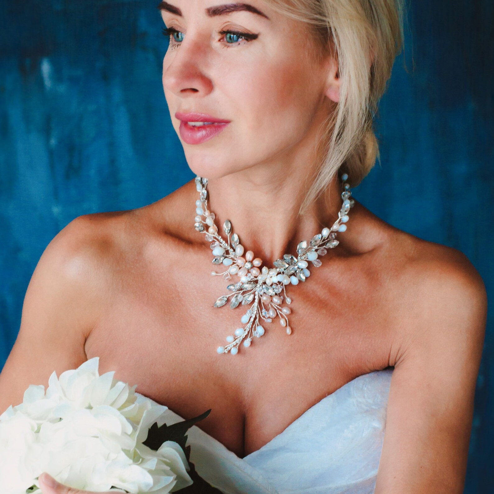 Wedding necklace for strapless dresses Statement bridal | Etsy