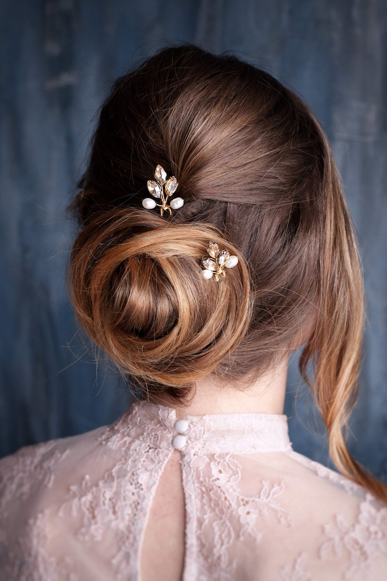 Branch bridal hair pins Crystal hair pins for wedding Bride head pieces Bridesmaid headpiece Side hair comb fine hair image 2