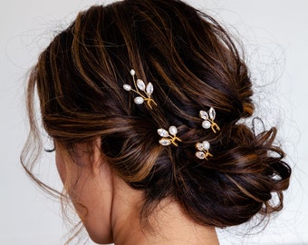 Gold wedding hair pins CZ hair pins bridal Hair accessories Crystal hair pins Gold wedding hair accessories Crystal bridal pin Bridesmaid