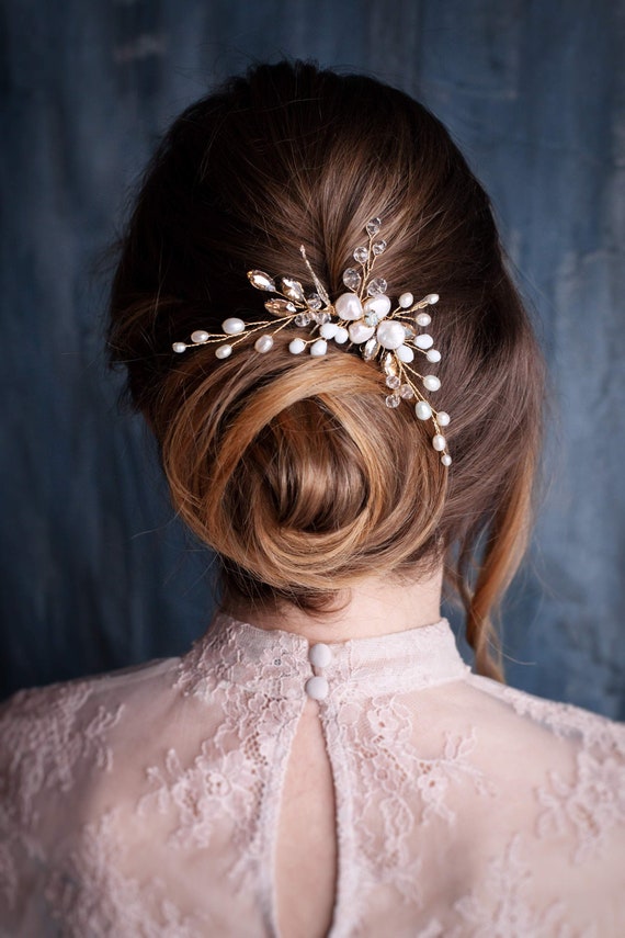 Pearl Bridal Hair Comb Floral Wedding Hair Comb Wedding Hair  display picture 2