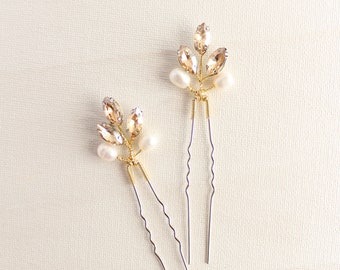 Branch bridal hair pins Crystal hair pins for wedding Bridesmaid headpiece Bride head pieces Side hair comb fine hair Gold hair pins