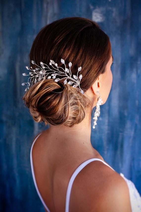 Bridal Hair Comb Silver Pearl Hair Comb Wedding Hair Comb  display picture 3