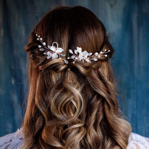 Wedding Pearl Hair Comb Rhinestone Bridal Bridesmaid Hair Accessories Gold Wedding Pearl Hair Comb Bridal Rhinestone Hair Clip Gold  main image 4