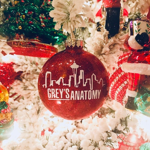 Red Glitter Grey's Anatomy Inspired Ornament Grey's - Etsy