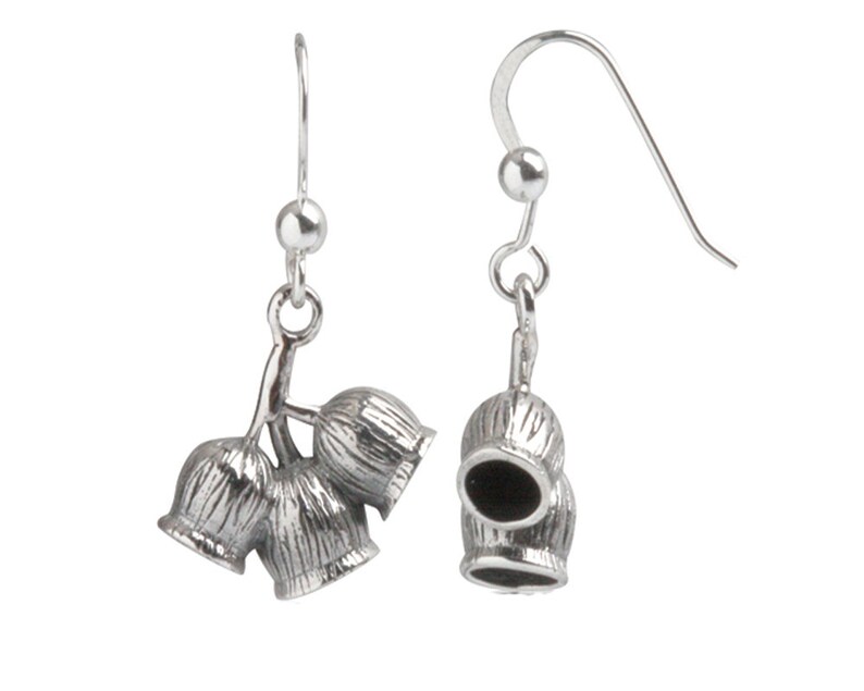 Australian Earrings,Small Gift,Fine Silver,Handmade Jewellery,3 Gum Nuts Jewellery,Christmas,Women,Girls Jewellery,Australian Wildflower