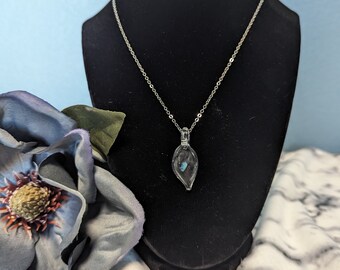 Glass Encased Opal Necklace - Teardrop Small