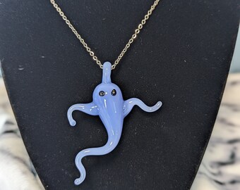 Glass Ghost Pendant Necklace - Blue