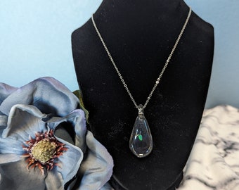 Glass Encased Opal Necklace - Tear Drop