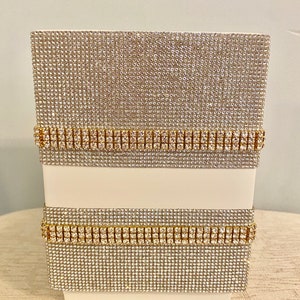 Rhinestone Crystal And Ceramic White And Gold Utensil Holder