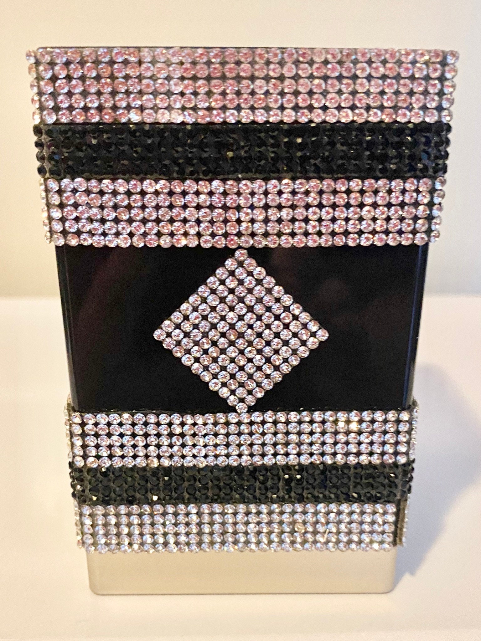 Rhinestone Crystal Silver and Black Bathroom Accessories Etsy