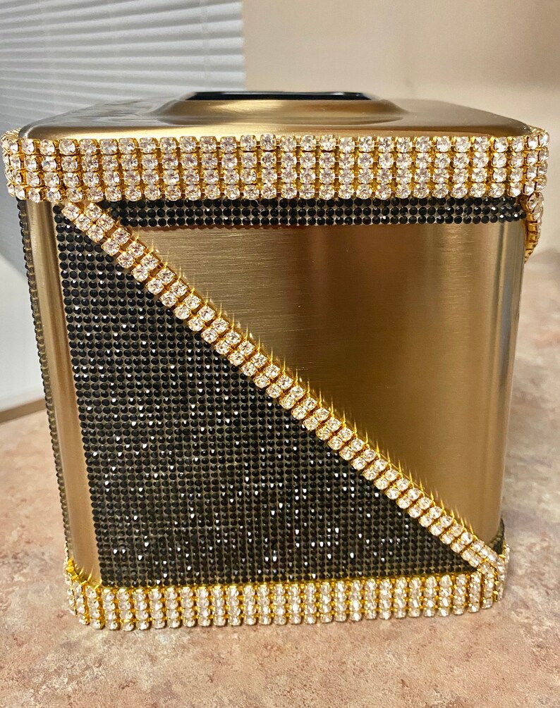 Rhinestone Crystal Black and Gold Bathroom Accessories Etsy