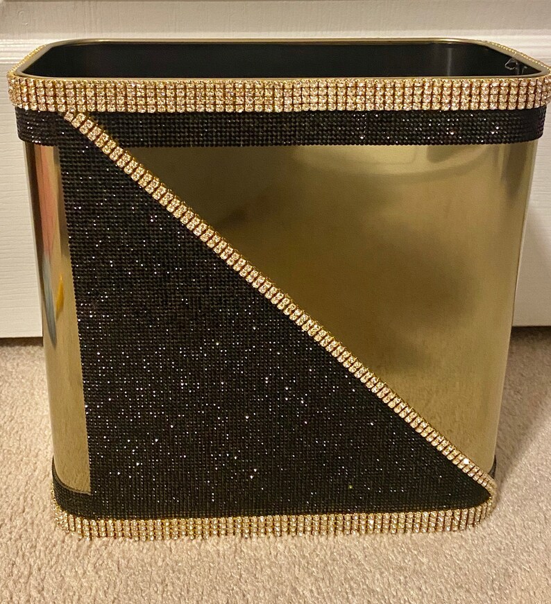 Rhinestone Crystal Black and Gold Bathroom Accessories Etsy
