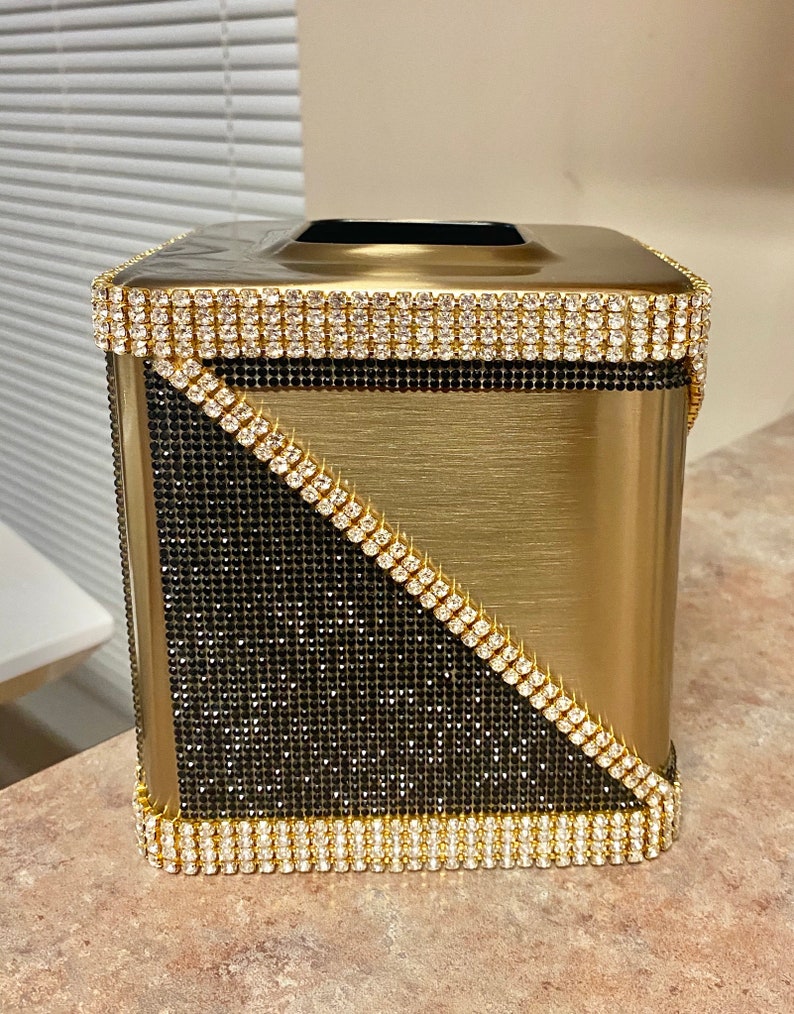 Rhinestone Crystal Black and Gold Bathroom Accessories Etsy