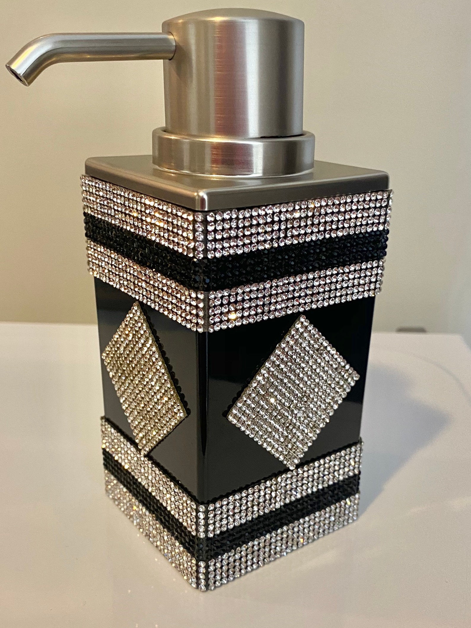 Rhinestone Crystal Silver and Black Bathroom Accessories Etsy
