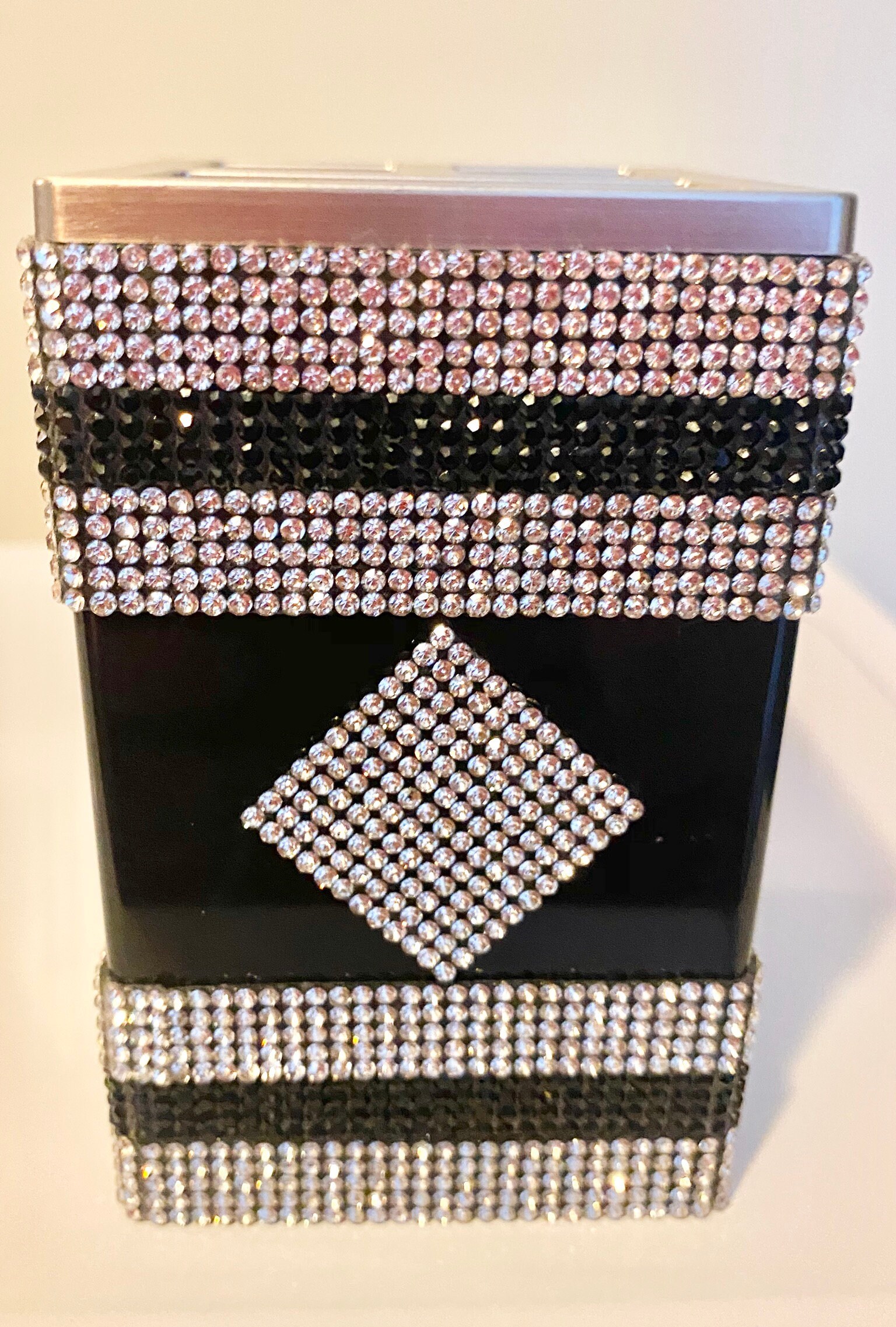Rhinestone Crystal Silver and Black Bathroom Accessories Etsy