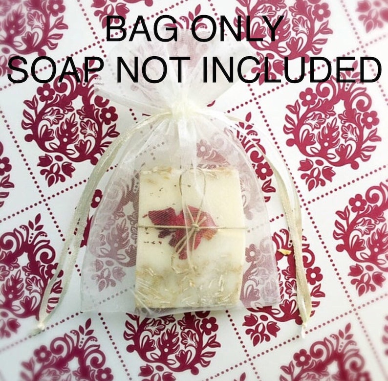 10 Ivory Organza Bags For Soap Favors / 4x6 Inches image 3