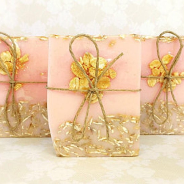 20 Baby Shower Soap Favors: Pink & Gold Floral, Personalized Label