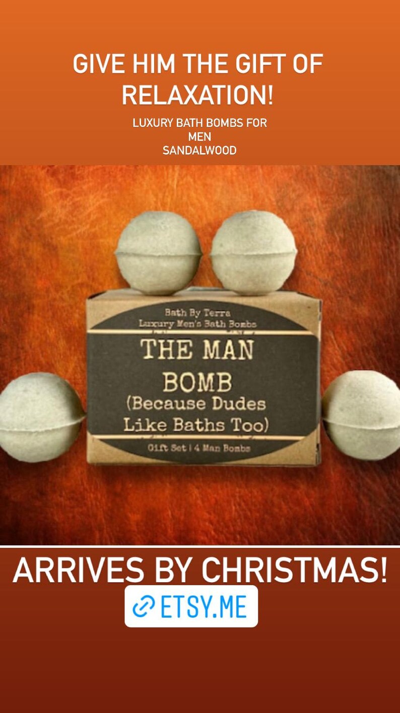 Regalo para él: Bombas de baño (Set de 4 bombas para hombre, aroma a sándalo) imagen 12