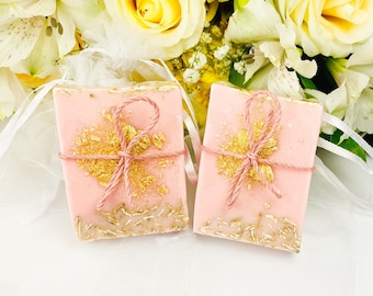 50 Blush Pink Bridal Shower Soap Favors With Vintage Pink Hemp