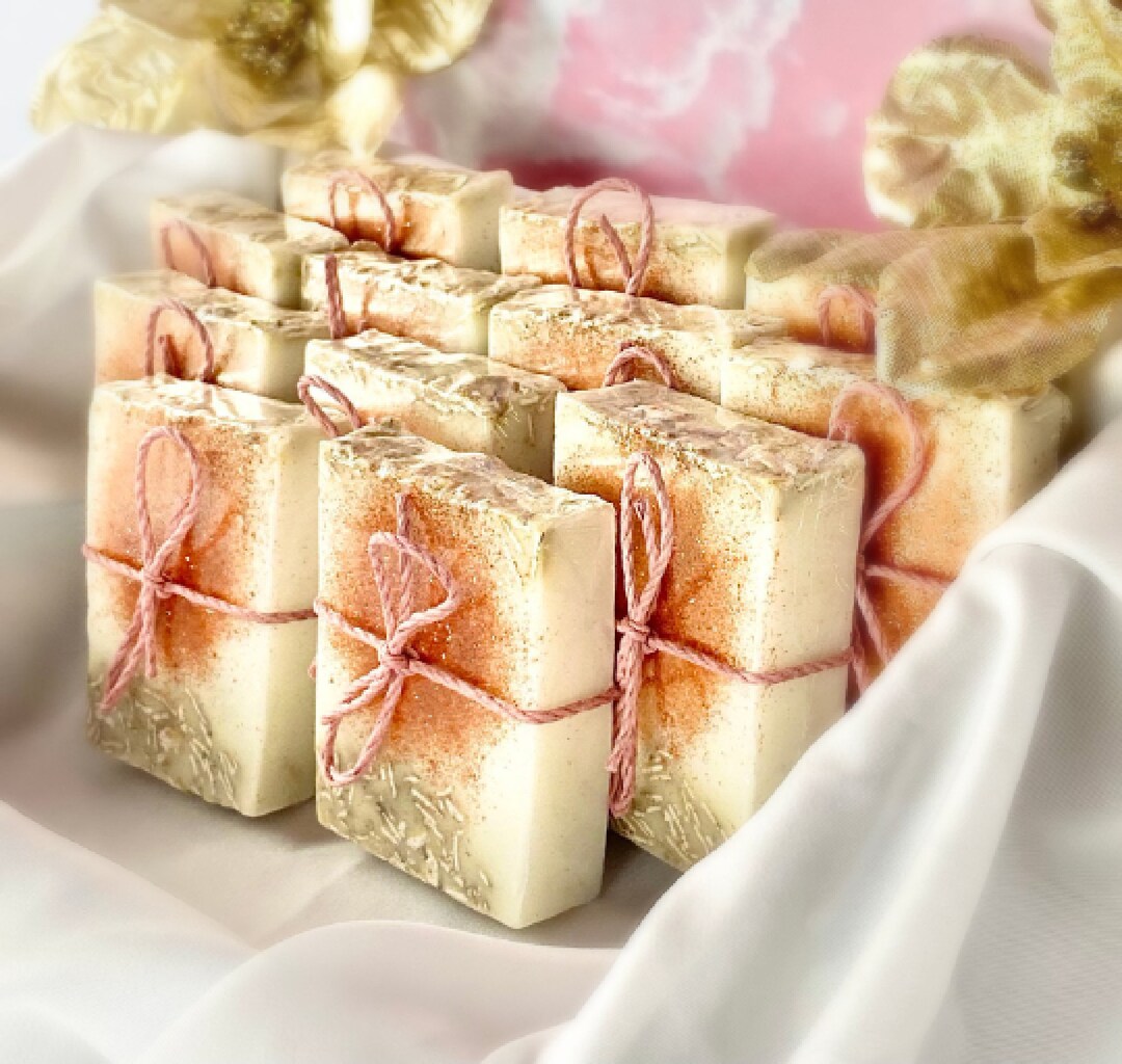 5 Gifts for Her / Rose Gold Glitter Soap Favors / Girl Shower