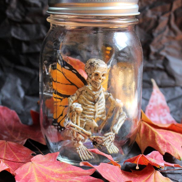 Halloween Skeleton Fairy in a Jar