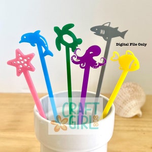 Ocean Drink Swizzle Sticks - Digital SVG & PDF Laser Ready Files