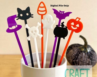 Halloween Drink Swizzle Sticks - Digital SVG & PDF Laser Ready File
