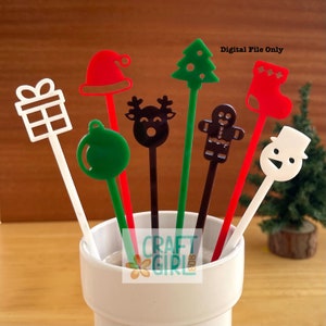 Weihnachten Drink Swizzle Sticks - Digitale SVG & PDF Laser Ready Dateien