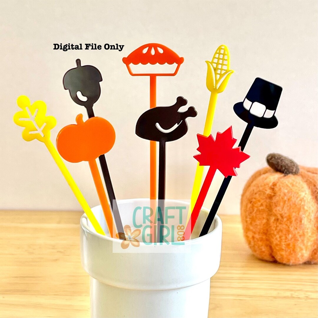 Thanksgiving Drink Swizzle Sticks Digital SVG & PDF Laser Etsy