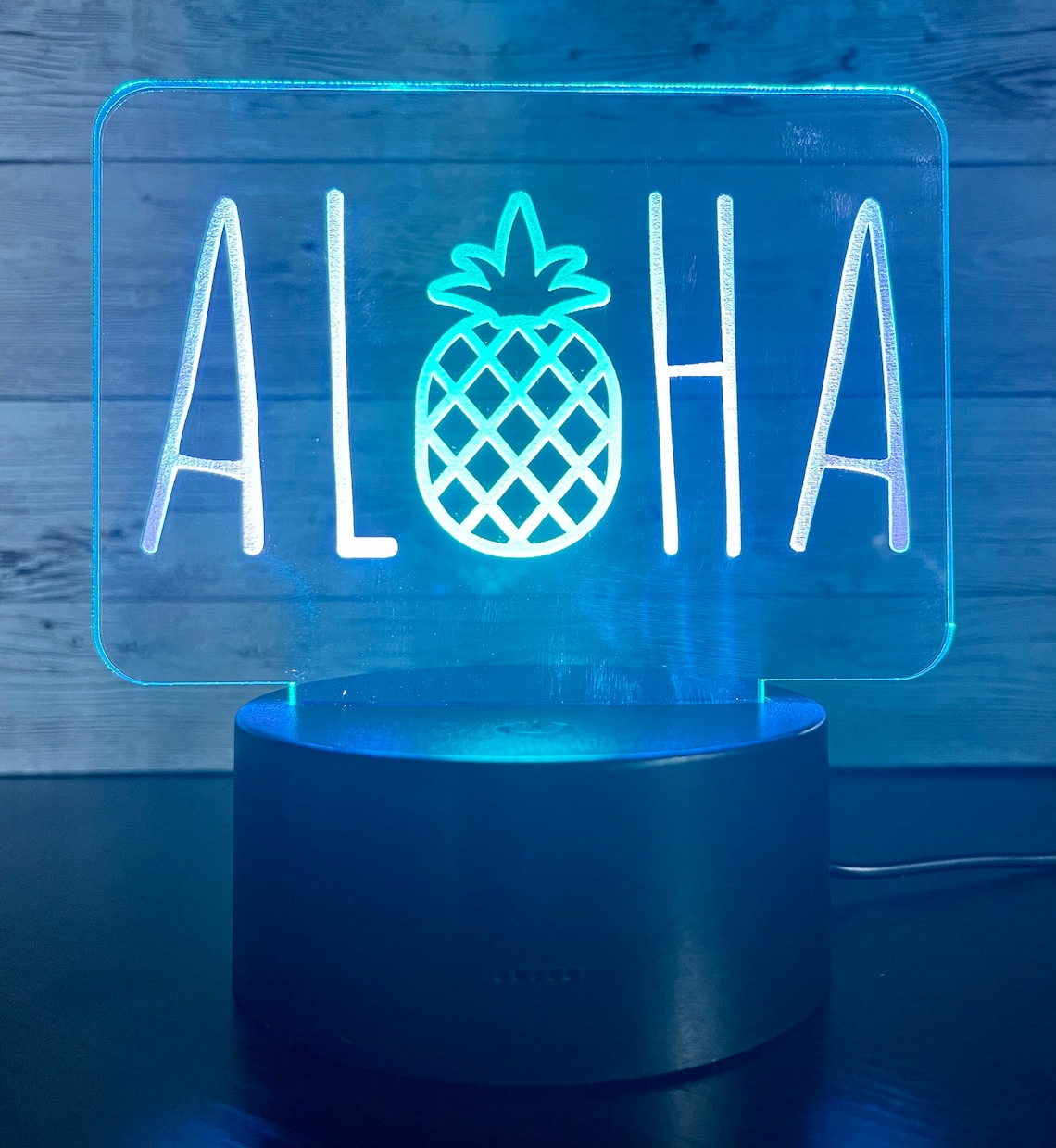Aloha Engraved Acrylic LED Light Base Sign Mood Lighting Etsy