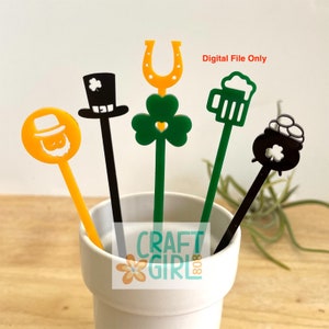 Swizzle Sticks para bebidas do Dia de São Patrício - arquivos digitais SVG e PDF prontos para laser
