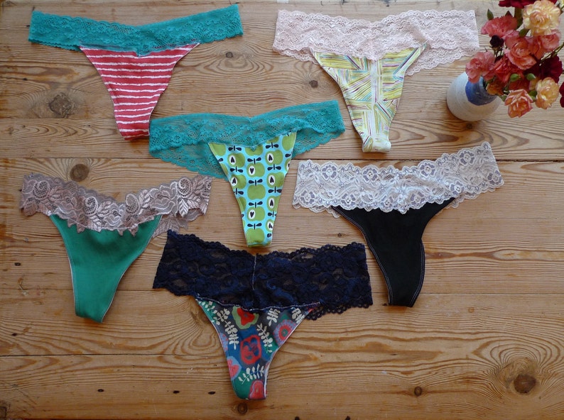 Custom made bespoke lingerie Organic Cotton Thong Panties Blue and Red Striped Cotton Underwear lace underwear,knickers