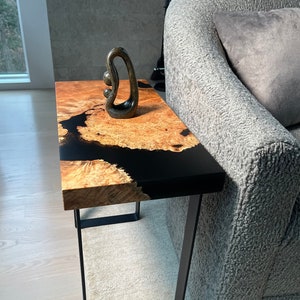 Maple Burl with black epoxy side table
