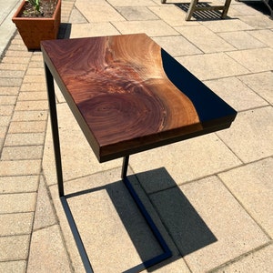 Black Walnut and epoxy C table side table