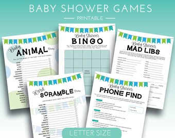 Baby Shower Games Printable, Boy Baby Shower Games, Baby Shower Mad Libs, Instant Download Baby Shower, Baby Shower Bingo, Baby Shower Blue