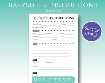 Babysitter Instructions, Babysitter Info, Sitter Info, Sitter Instructions, Nanny Instructions, Child Care Notes, Babysitter Printable