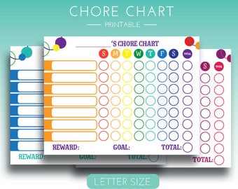 Chore Chart Printable, Chore Chart For Kids, Colorful Chore Chart, Weekly Chores, Instant Download Chore Chart, Kids Chores
