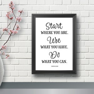 Start Where You Are Quote, Quote Print, Wall Art, Printable Quote, Start Quote, Wall Decor, Inspirational Quote