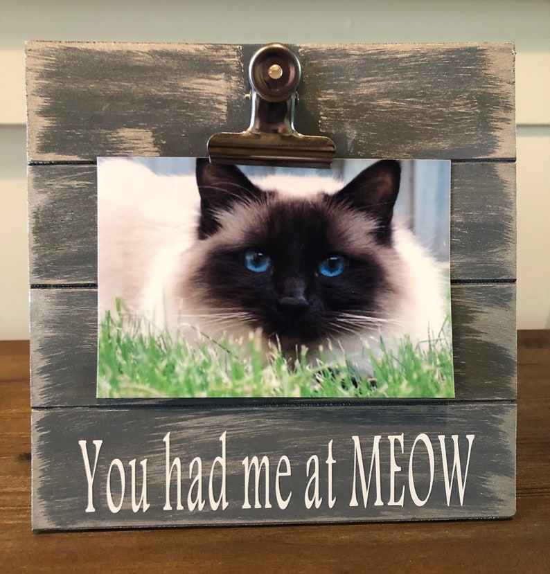 Cat Lover Frame You Had Me At Meow Wooden Picture Image 0