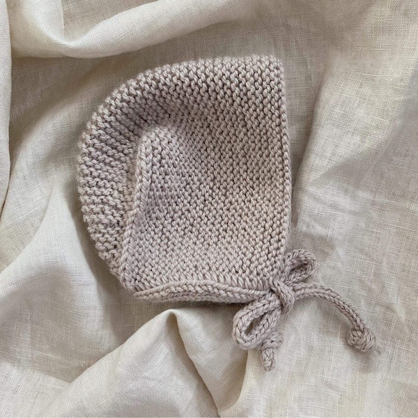 Hand Knitted Wool Basic Bonnet, From Size Newborn to 3 Years