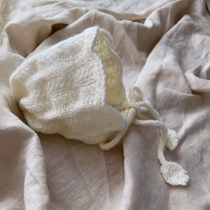Hand Knitted Lace Wool Bonnet, From  Size 0 months - 2 Years