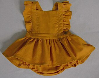 Baby Summer Overalls, Toddler Summer Overalls, Baby Romper, Toddler Romper, Mustard Romper, Baby Outfit, Baby Girls Romper