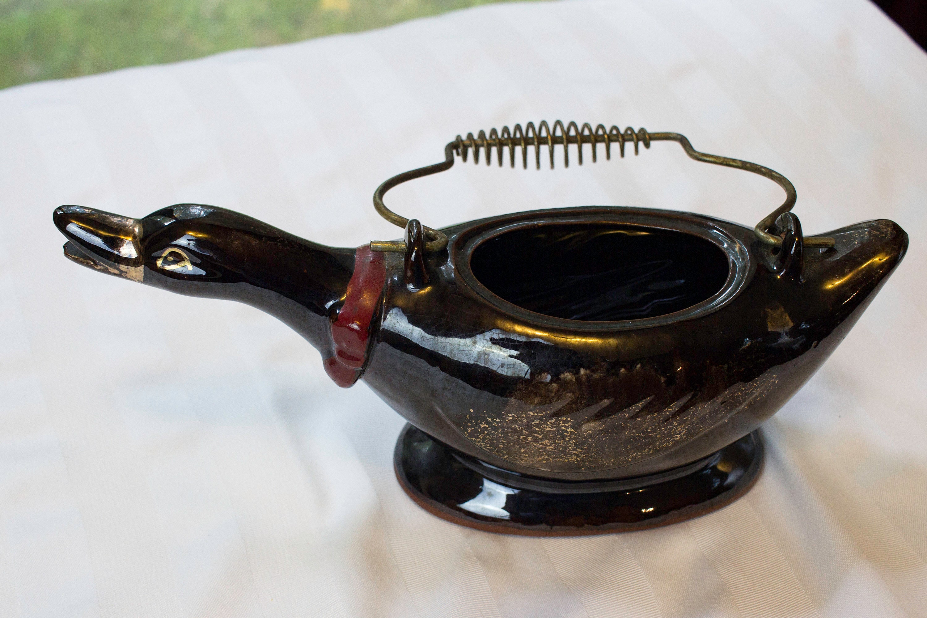 Art & Collectibles Redware Duck Teapot Japan no top Fine Art Ceramics