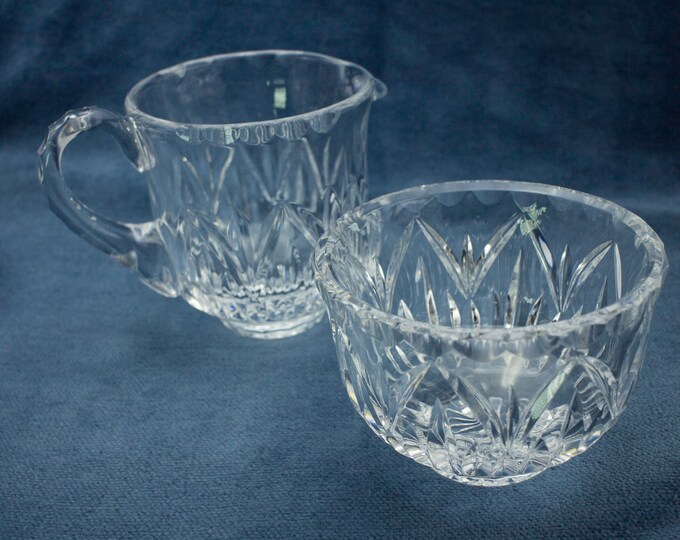 Cut Crystal Sugar and Creamer Set Etsy
